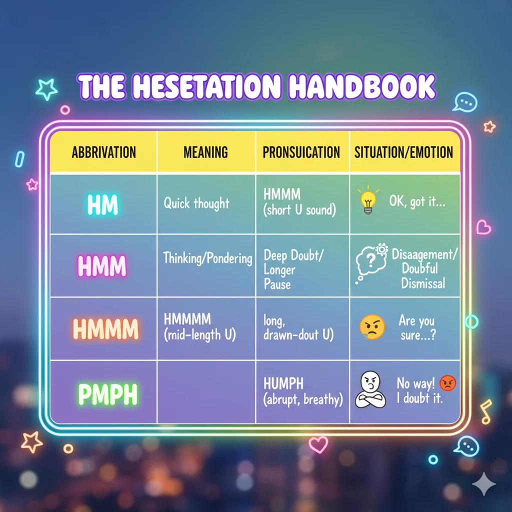 Comparison chart of HM and similar abbreviations.
