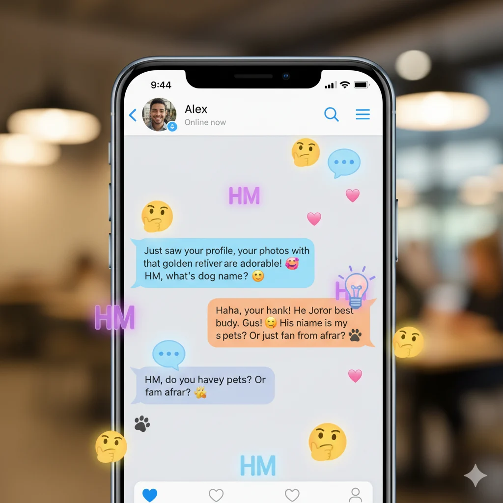 HM abbreviation usage in dating app chats.
