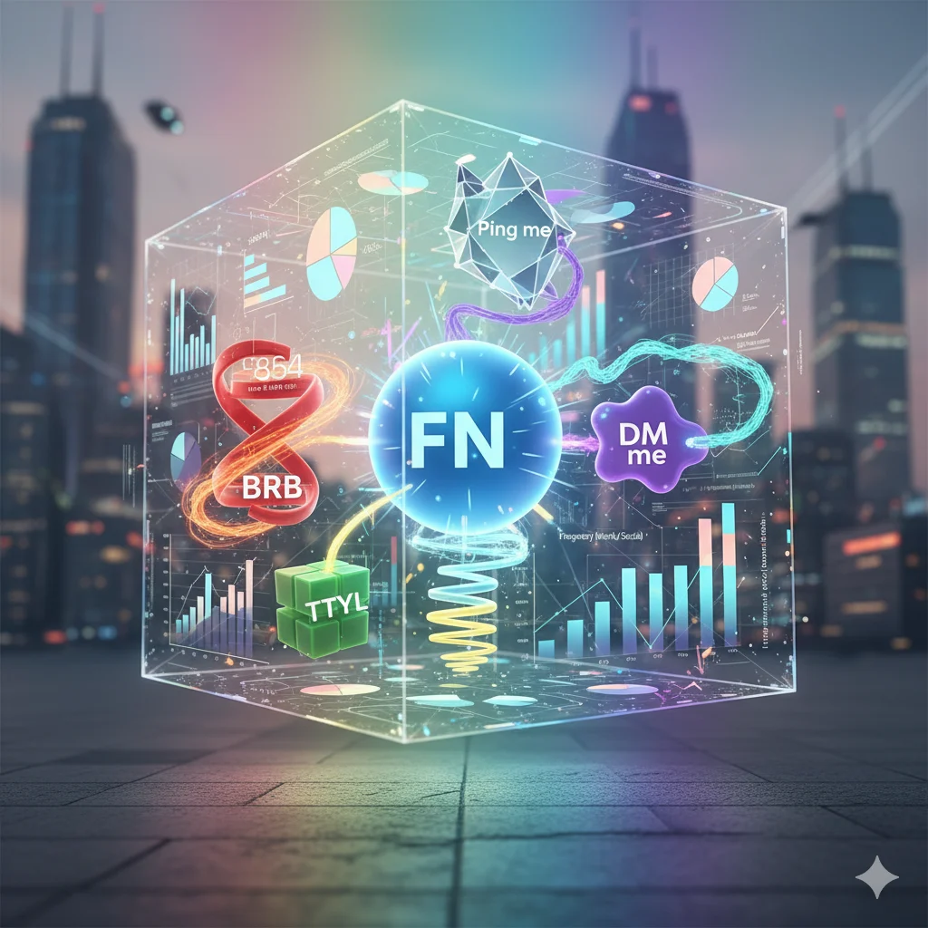 Comparison chart showing FN and similar abbreviations like BRB and TTYL.
