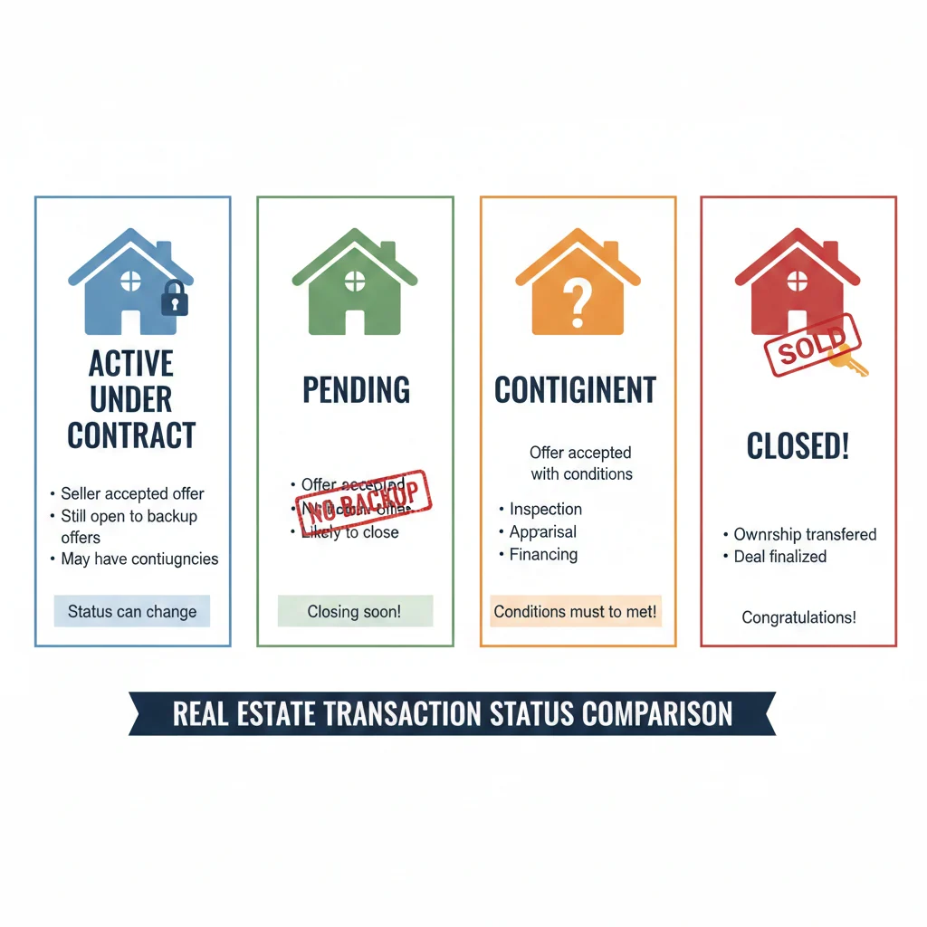Comparison chart showing differences between Active Under Contract and similar terms.