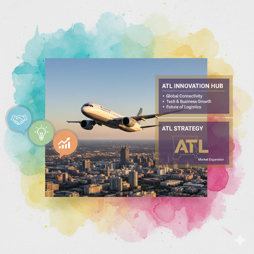 Collage representing ATL meanings — Atlanta city, texting abbreviation, and marketing term.