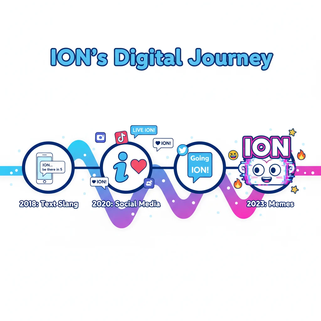 Timeline illustration showing how ION evolved as texting slang.