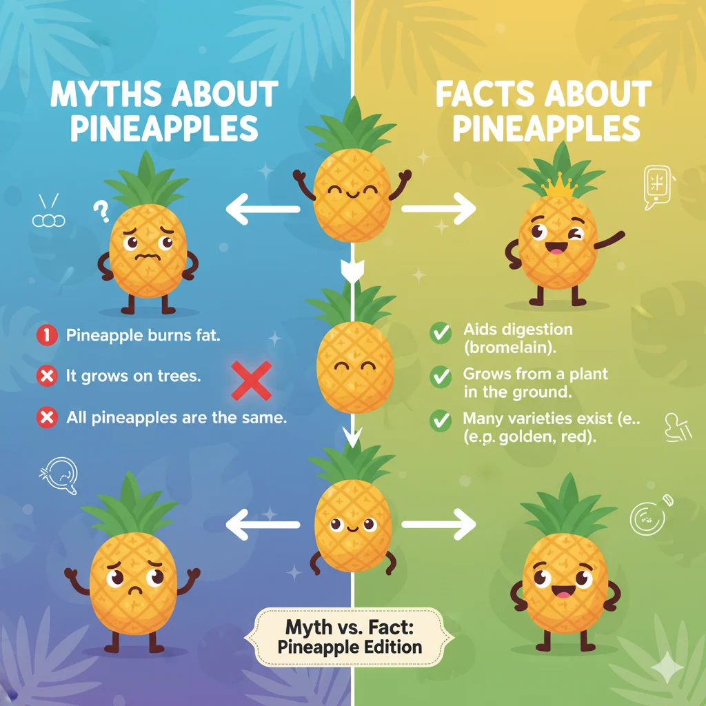 Infographic showing myths and facts about upside down pineapple meaning.