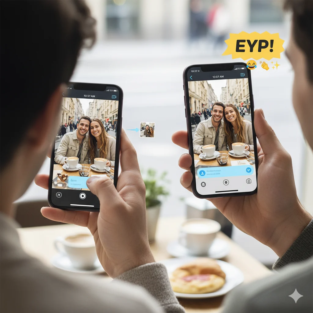 Friends texting with EYP used in conversation