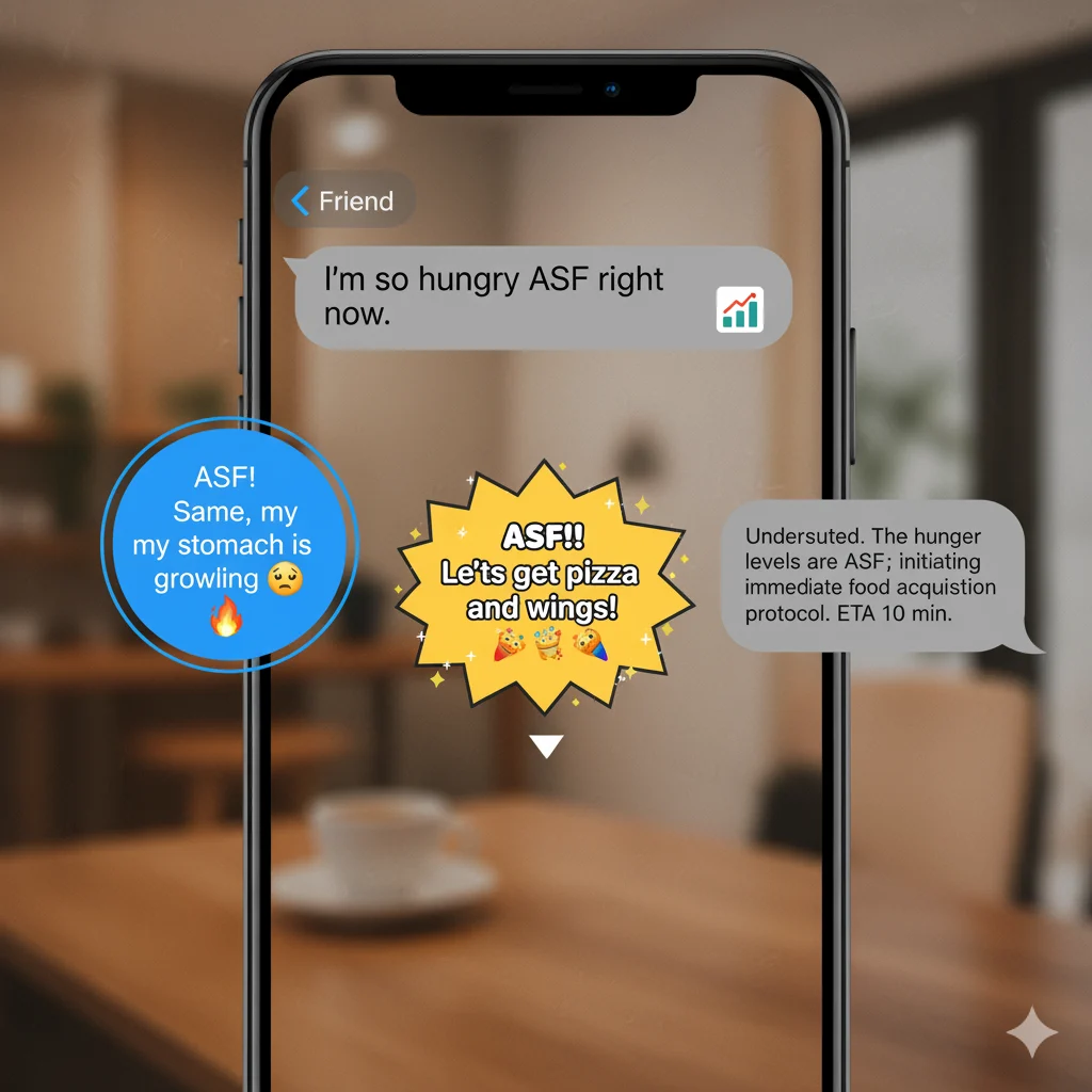 Chat bubbles showing natural responses to ASF in casual conversation.
