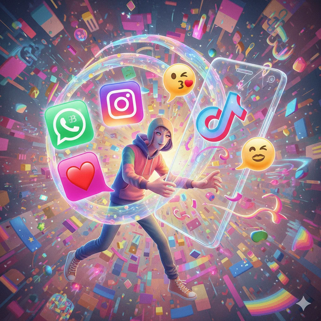 BB relevance in online conversations illustration showing chat usage and emojis