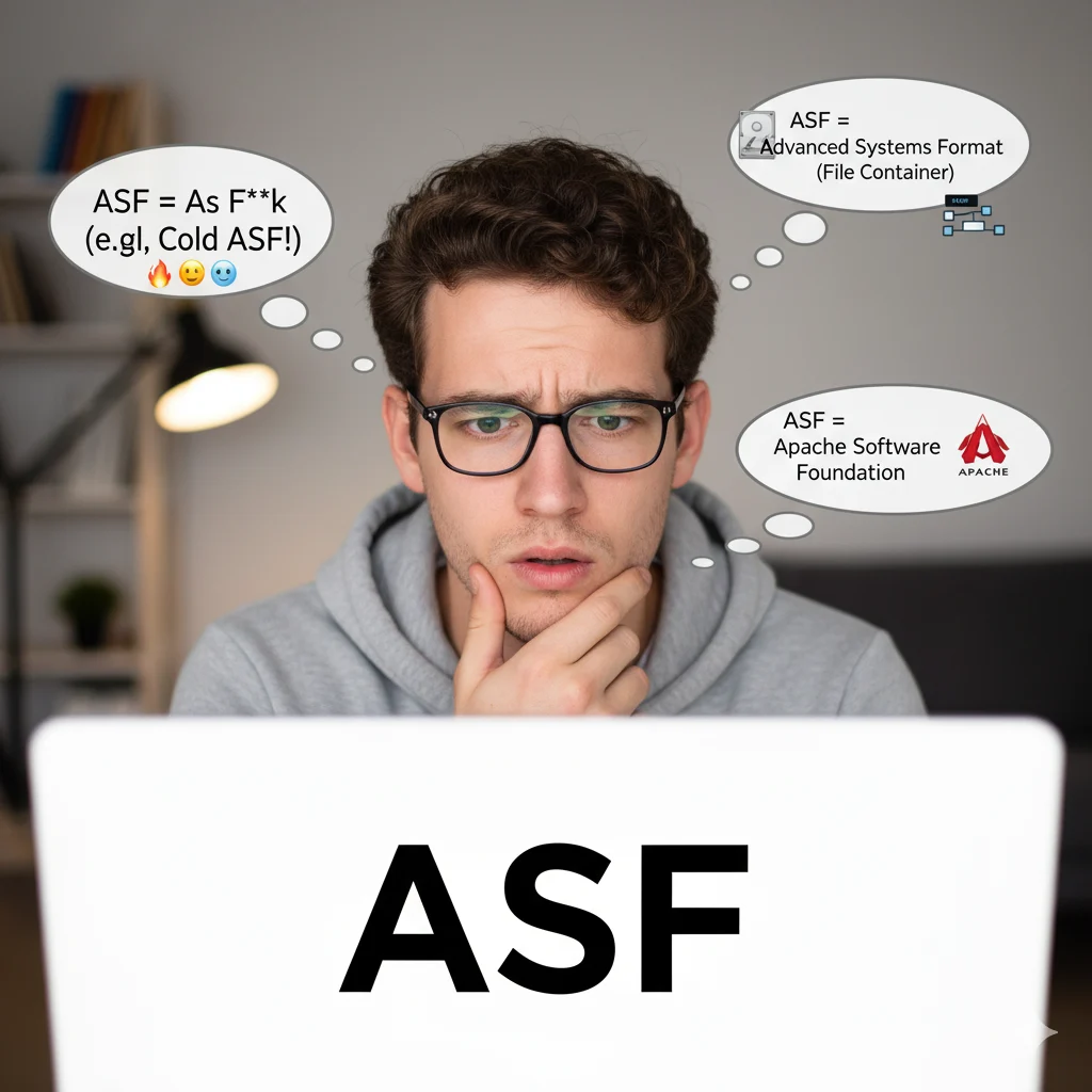 Illustration showing confusion between slang and professional meanings of ASF.