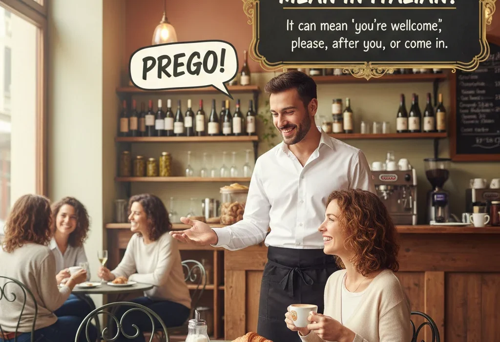 Prego meaning in Italian: polite response in café
